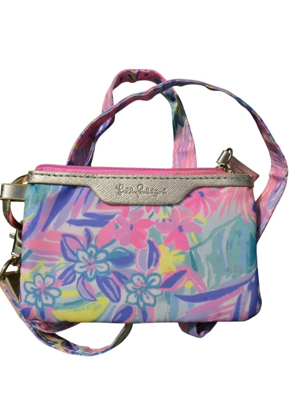 Lilly Pulitzer Floral Print Crossbody Wallet ID Holder & Wristlet